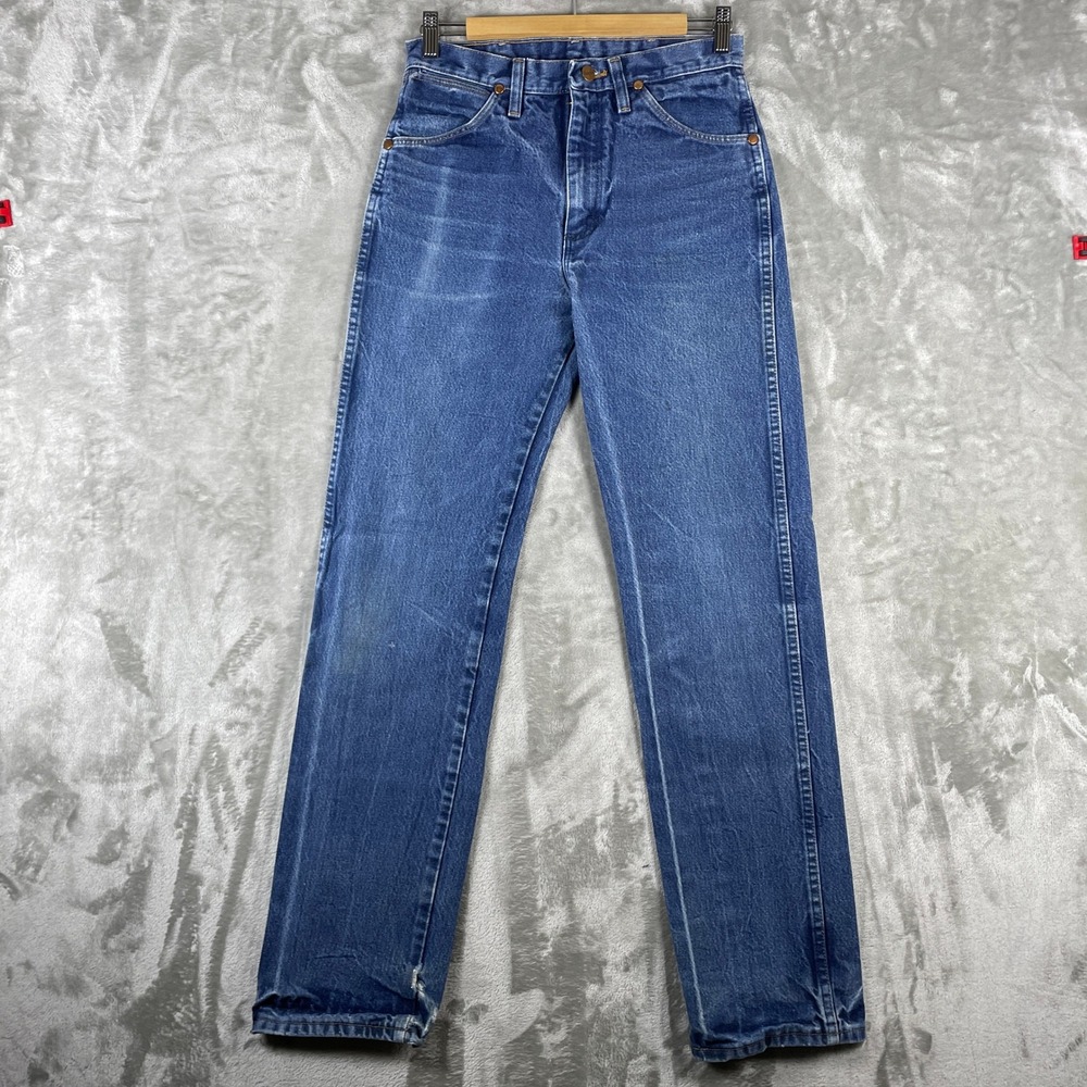 Wrangler Jeans Men FITS 28x32 Blue 13MWZ Cowboy Cut Distressed Straight Leg